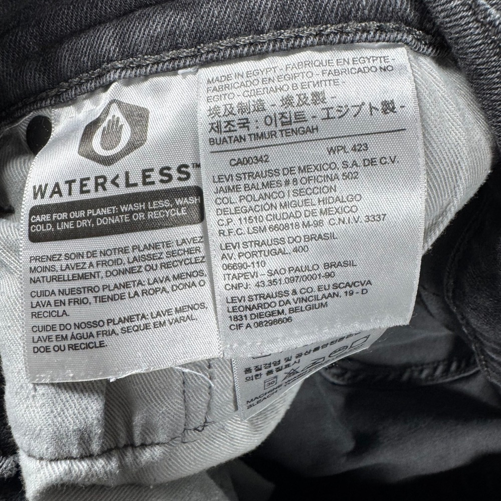 Levis Premium 511 Slim Fit Jeans Mens 34x29 Faded Black WaterLess Denim Pants - Picture 4 of 11